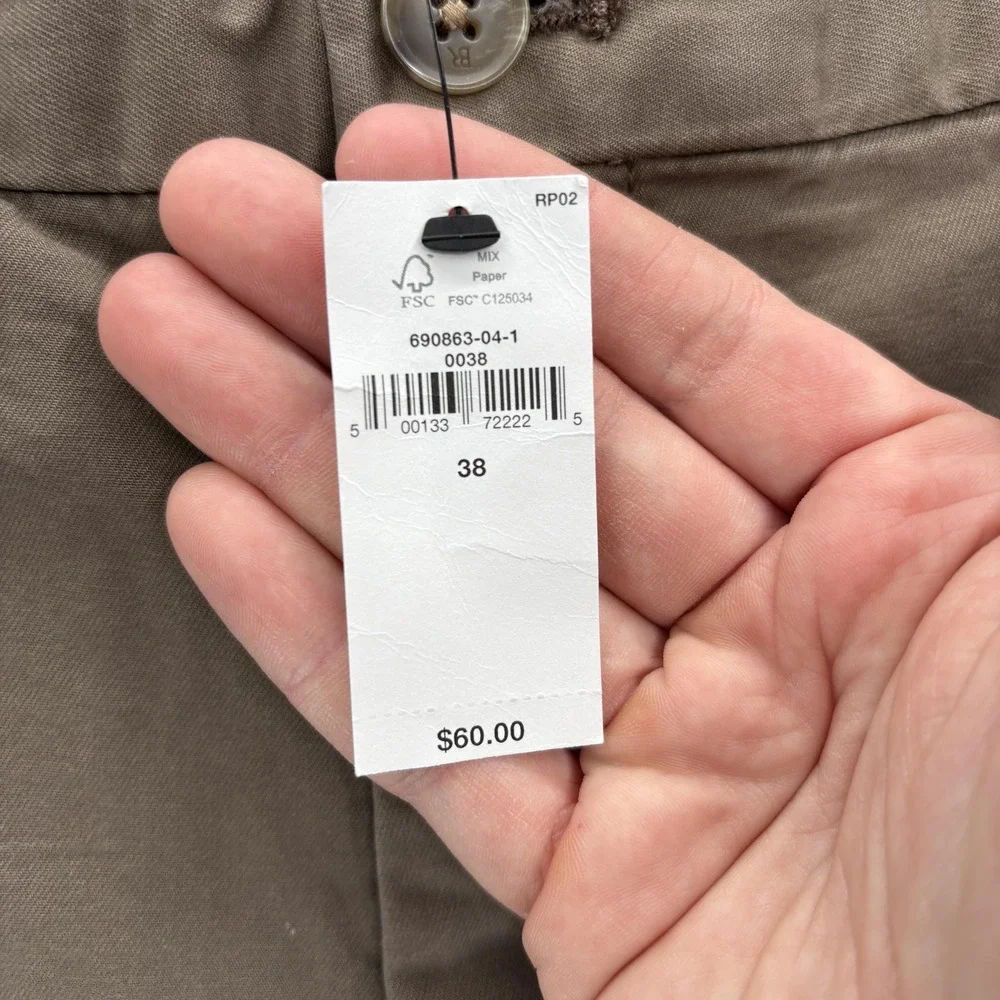 Banana Republic Lived-In Shorts Mens 38 Brown Chino Flat Front Stretch 9